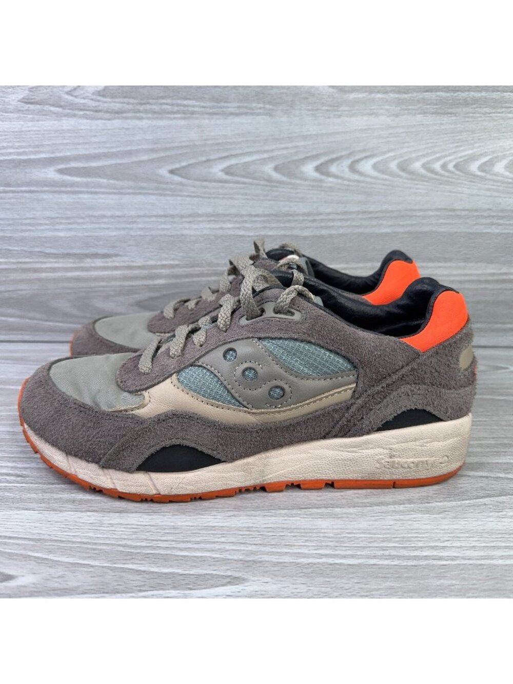 Saucony Shadow 6000 Shoes Womens 7 Gray Orange Suede Sneakers Athletic S60792-2